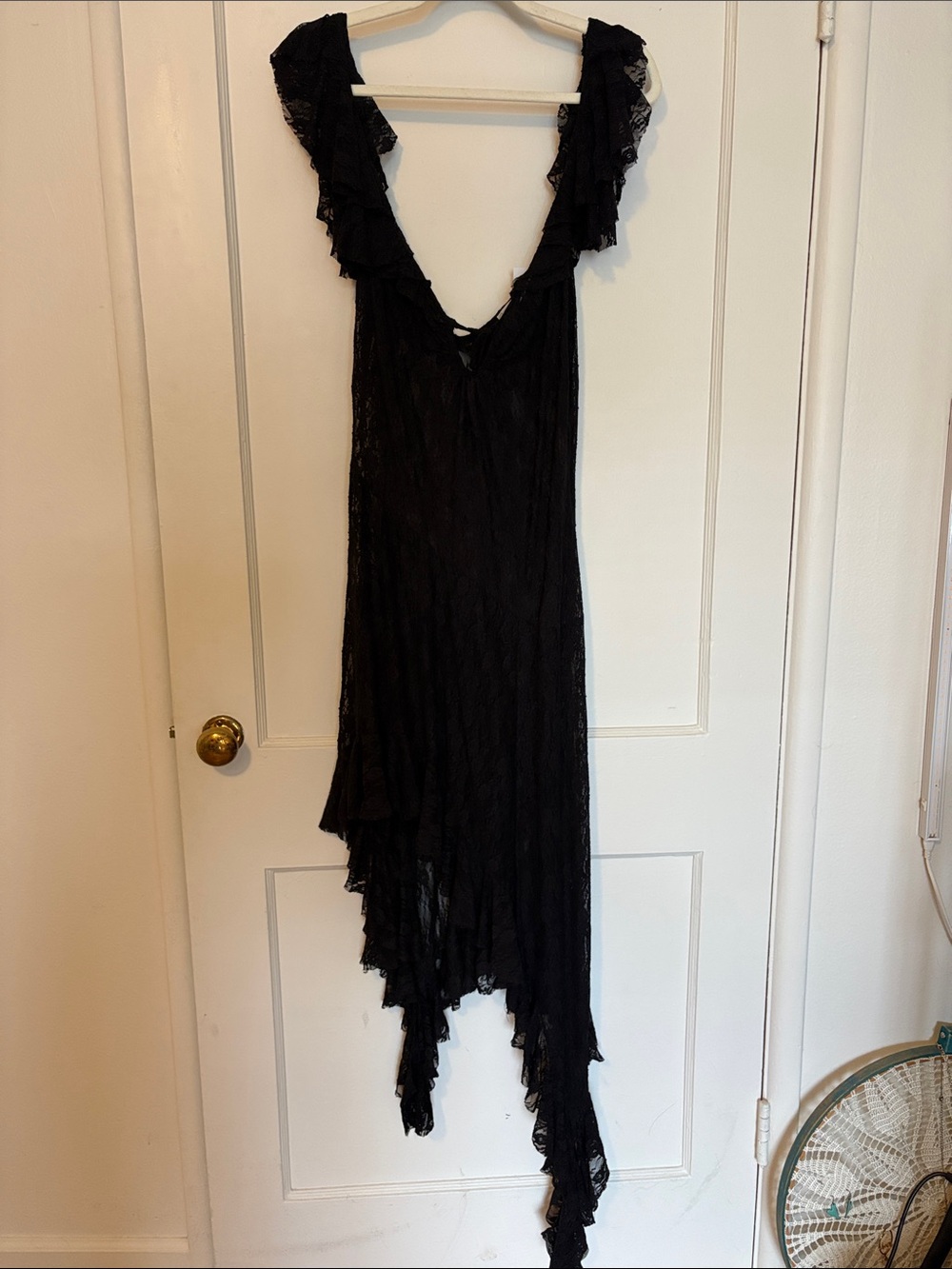 Urban Outfitters Black Asymmetrical Ruffle Slip Dress
